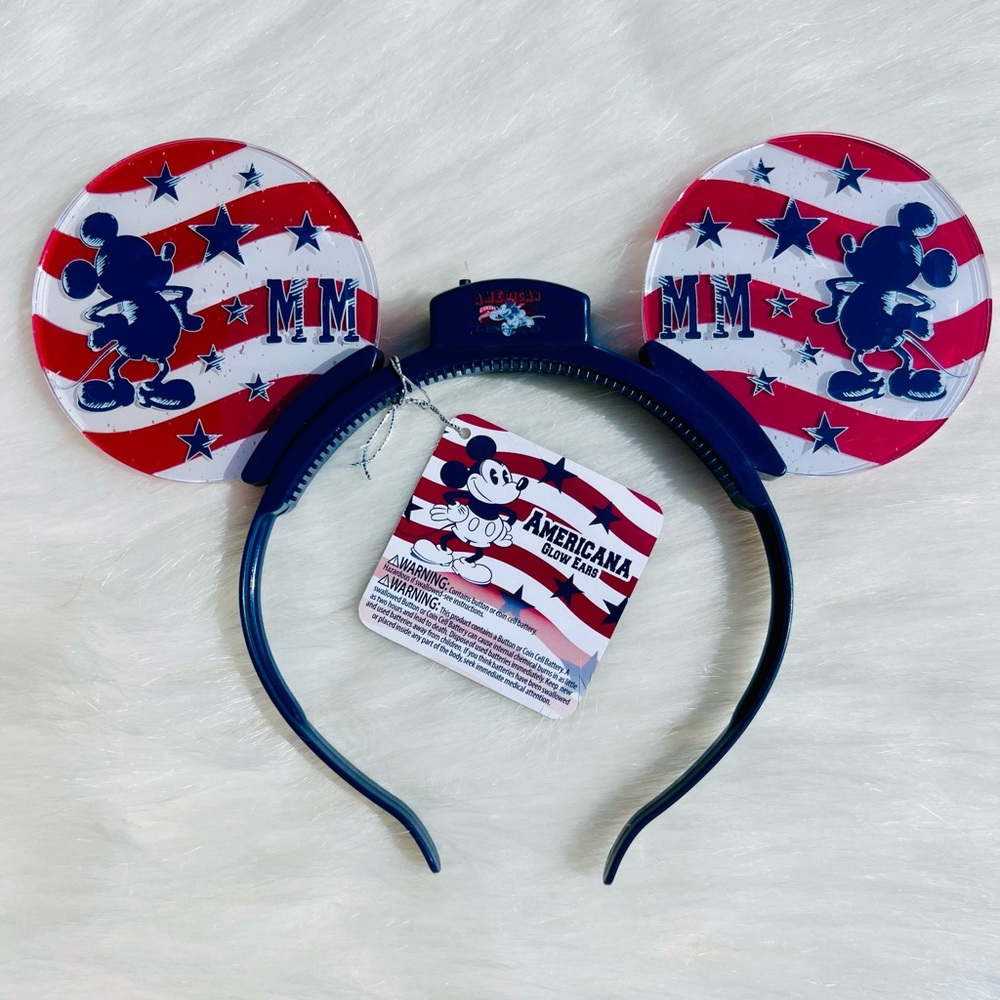 Disneyland Mickey Mouse Americana Exclusive Light Up Ears Headband NEW